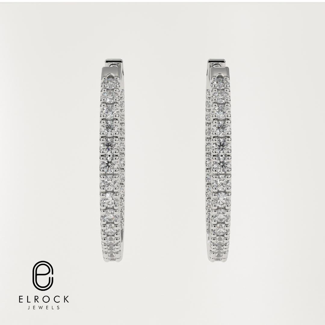Diamond Hoop Earrings 14K Gold Huggies Gift for Her