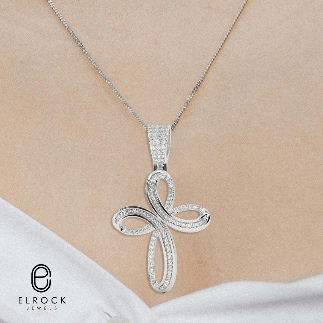 14k Solid Gold Diamond Infinity Cross Pendant for Women | Christian Faith Pendant | 0.97ct Diamond | Religious Jewelry | Gift for Her