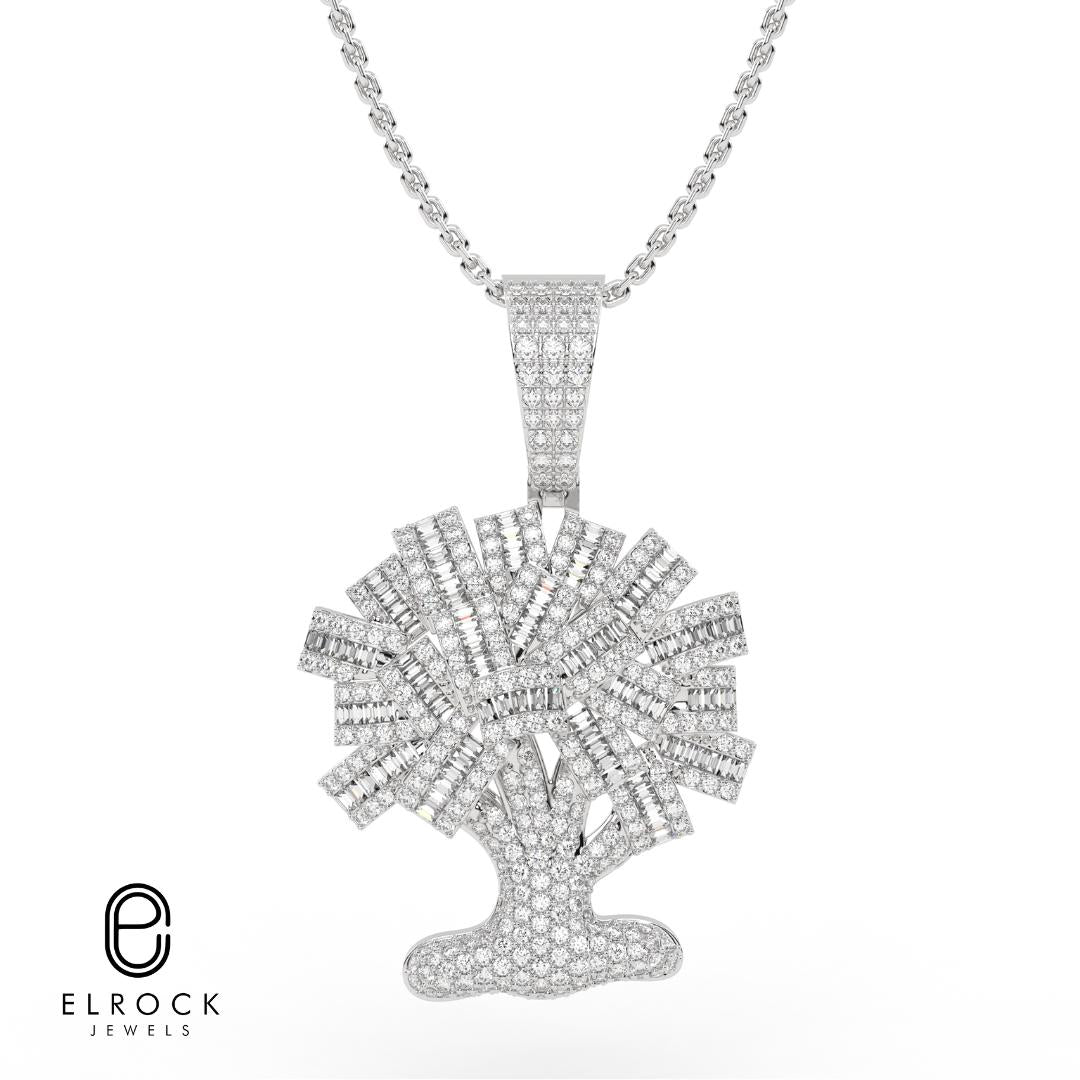 14K Gold Lab Grown Diamond Money Tree Pendant Hip Hop