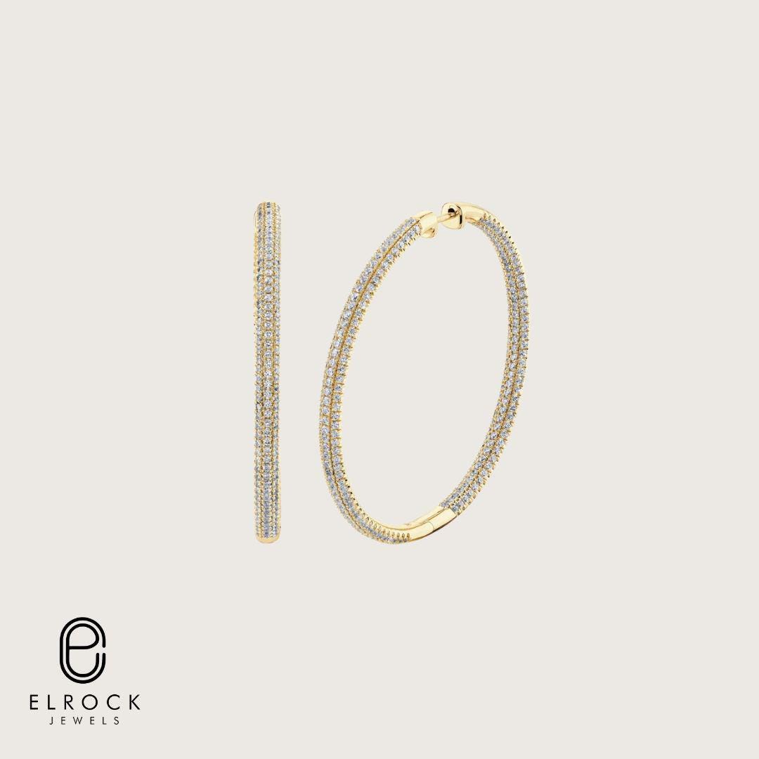 14K Gold Dainty Lab Ground Huggie Hoop Earrings