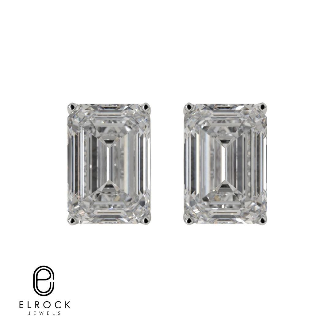 Emerald Cut Lab Grown Diamond Stud Earring