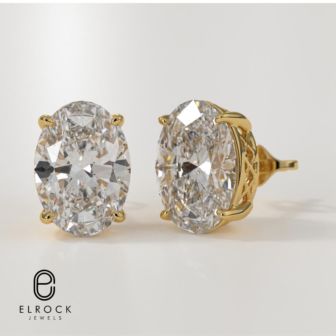 Oval Cut Lab Diamond Push Back Studs