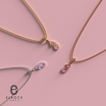 Gold Diamond Enamel Initial Pendant with Loop - Enamel Initial Charm - Gold Letter Charm - J Alphabet Enamel Pendant - Custom Gold Jewelry