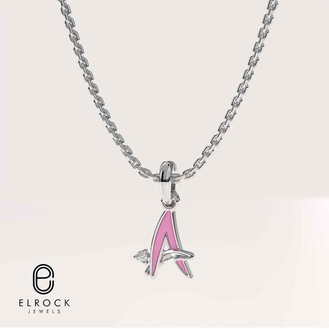 Enamel Initial Charm Pendant