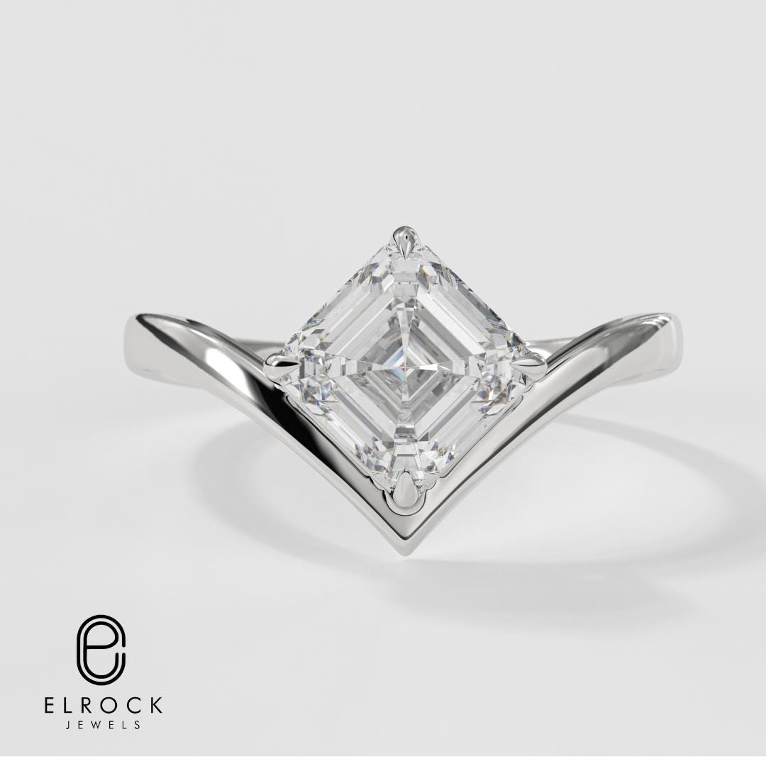 14K Gold 2CT Princess Cut Lab Grown Diamond Ring