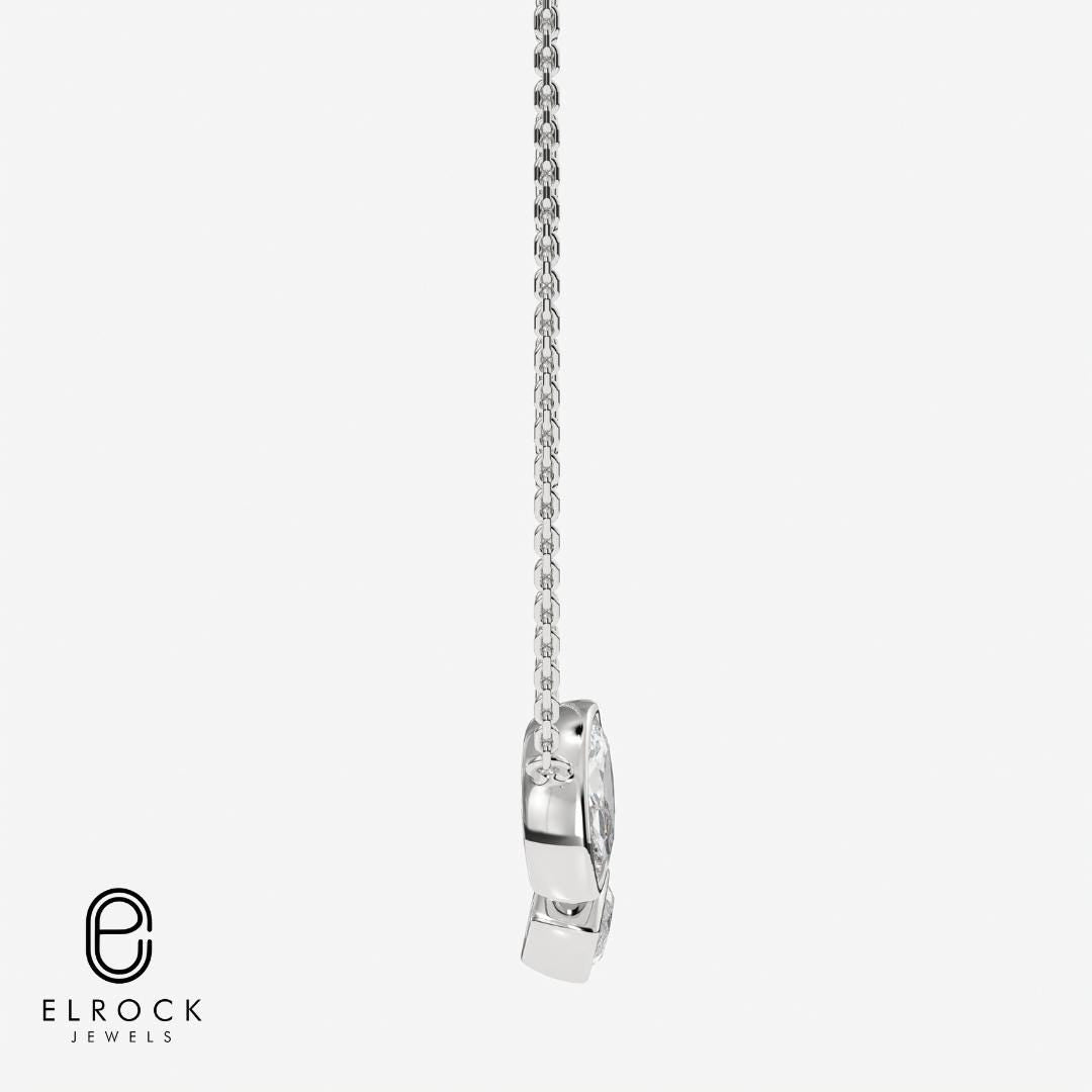 14K Solid Gold Three Marquise Cut Lab-Grown Diamond Necklace