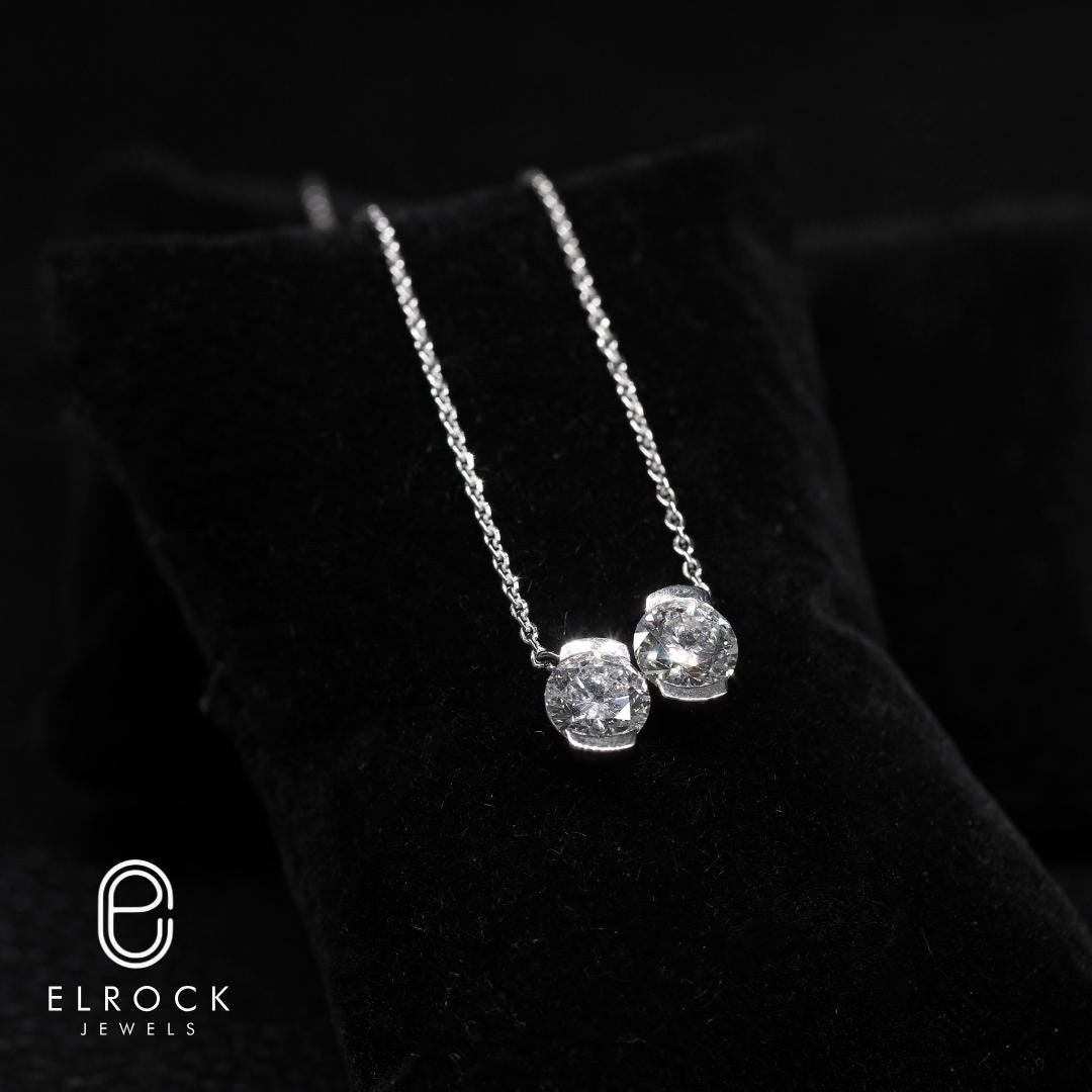 14K Gold Lab Grown Diamond Toi et Moi Necklace