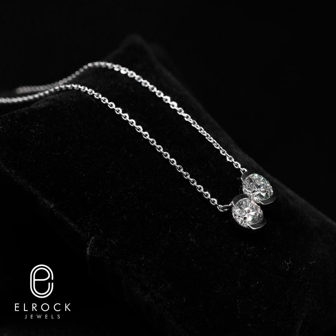 14K Gold Lab Grown Diamond Toi et Moi Necklace