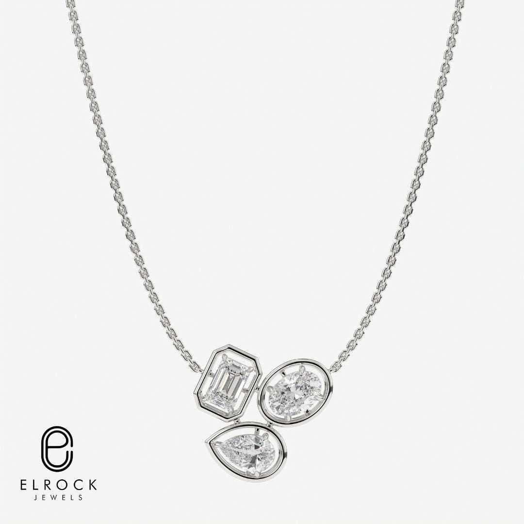 Three Stone Lab Grown Necklace