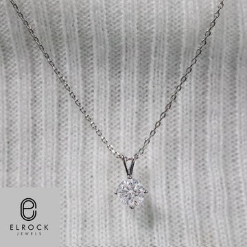1.44 Carat Diamond Solitaire Pendant in 14k white gold Basket Setting, 1.44 Carat CVD Lab Grown Diamond Solo Pendant Necklace