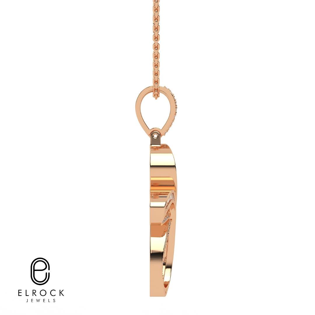 14k Solid Gold Diamond Infinity Cross Pendant for Women