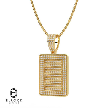Iced Out Dog Tag Pendant VS Lab Grown Diamond 14k Solid Gold Hip Hop Pendant Mens Womens Diamond Pendant Custom Charm Pendant Rapper Pendant
