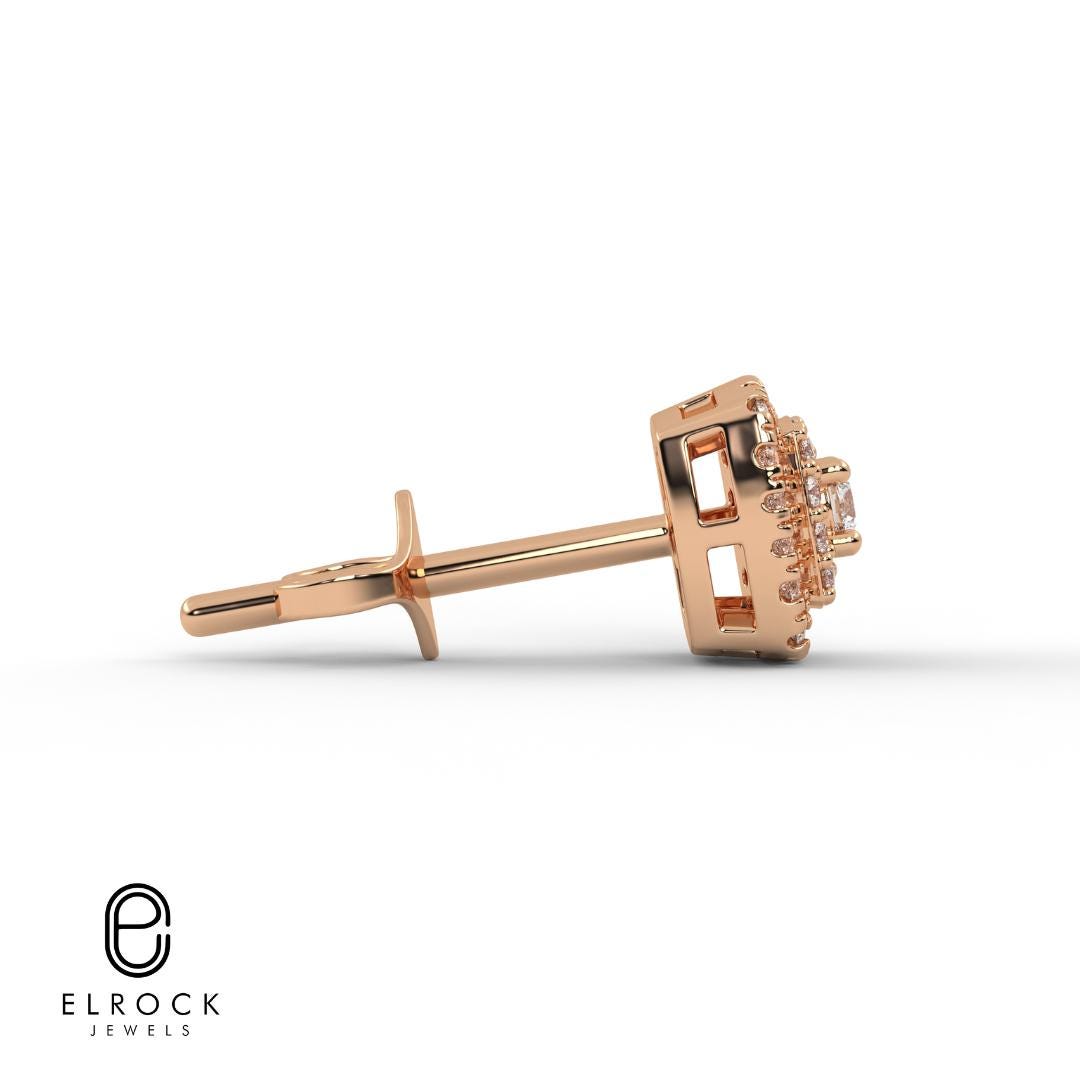 Double Halo Diamond Stud Earrings