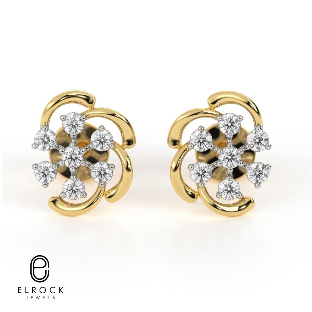 Lab Grown Flower Style Earrings
