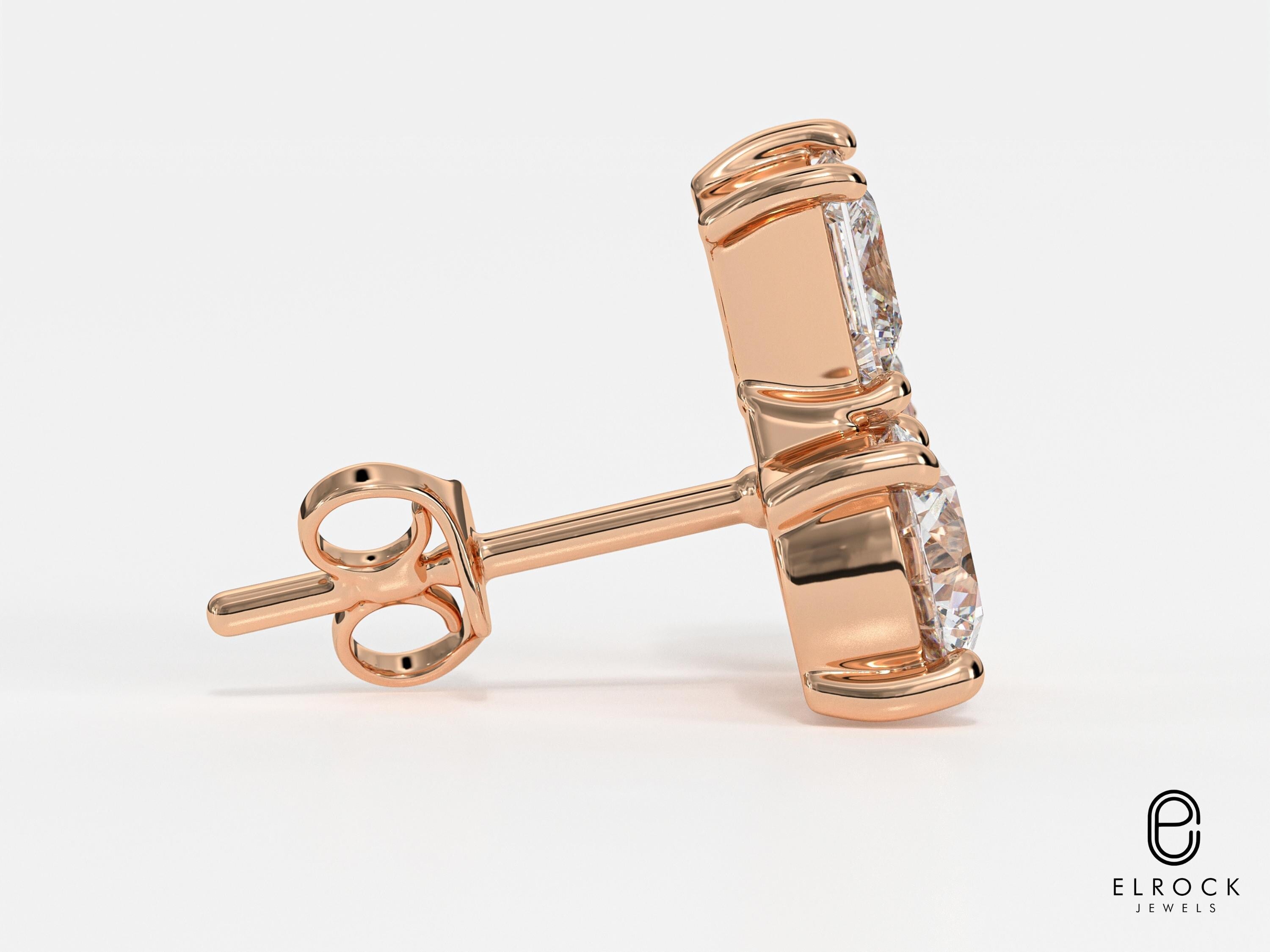 14K Gold Trio Cluster Stud Earrings