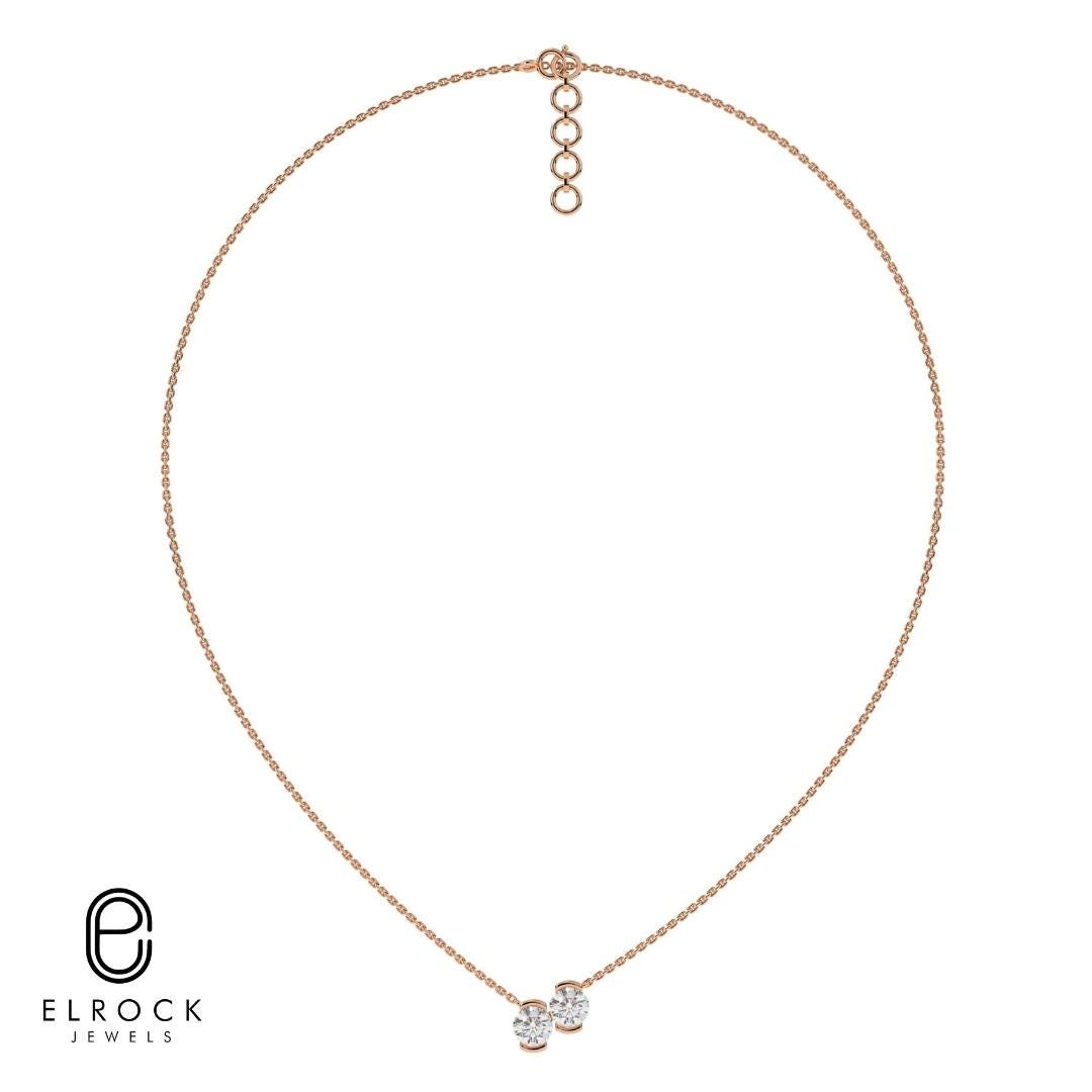 14K Gold Lab Grown Diamond Toi et Moi Necklace