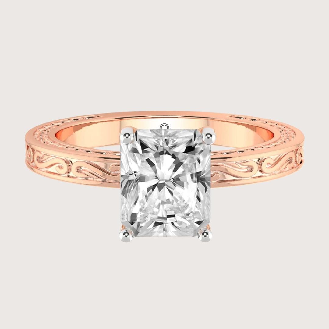 14K Gold Radiant Cut Lab Diamond Engagement Ring