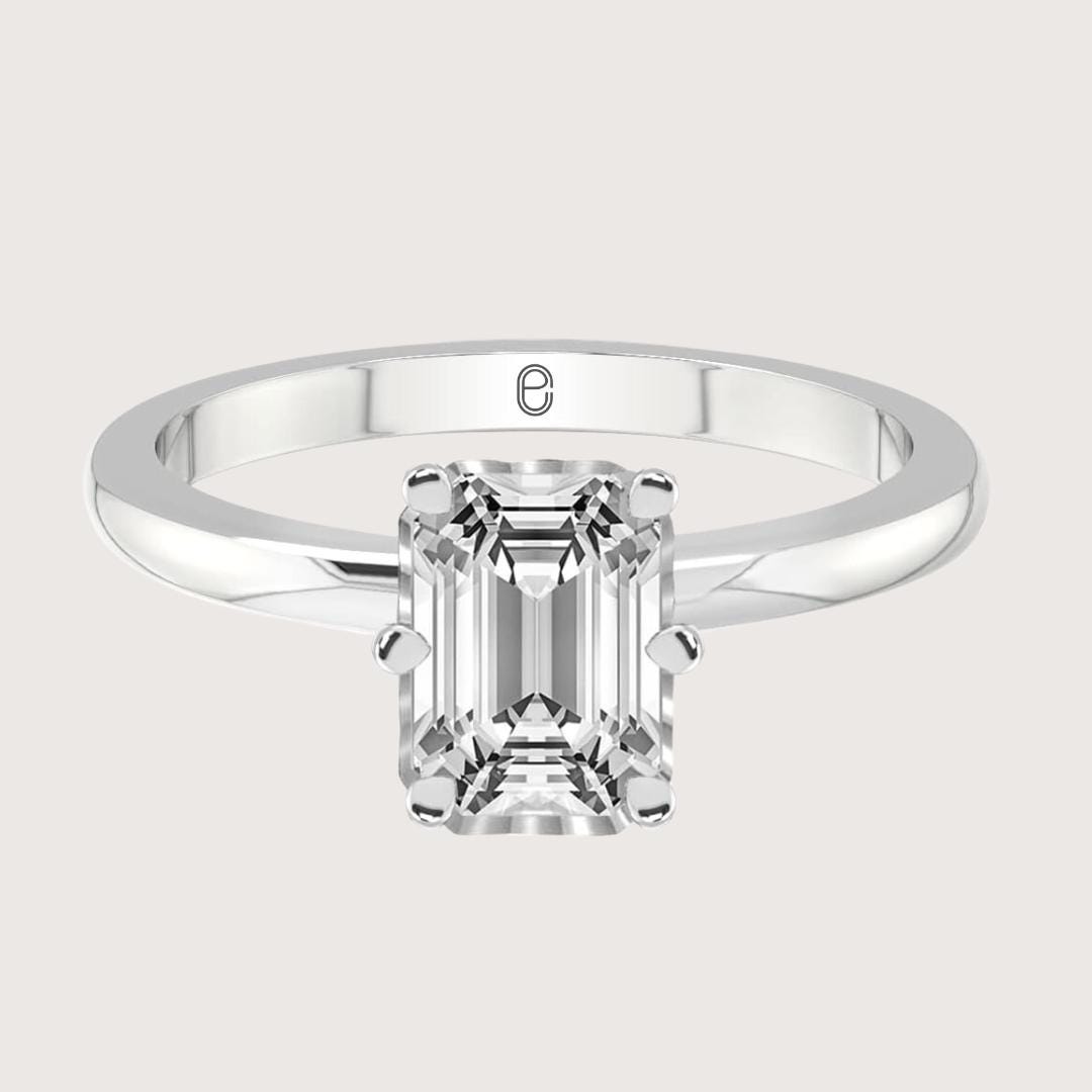 14K Gold Emerald Floral Lab Grown Solitaire Engagement Ring