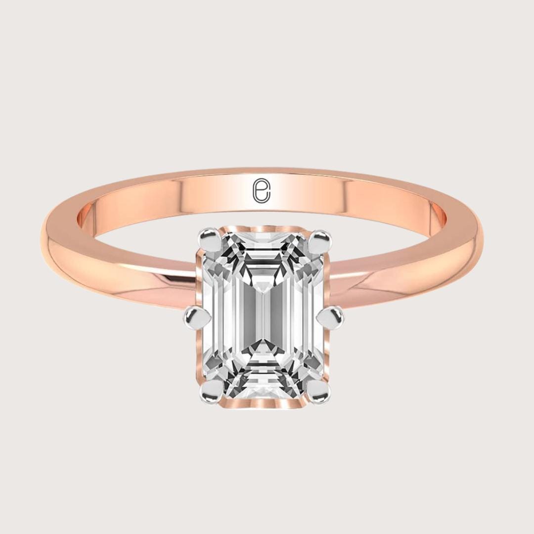 14K Gold Emerald Floral Lab Grown Solitaire Engagement Ring