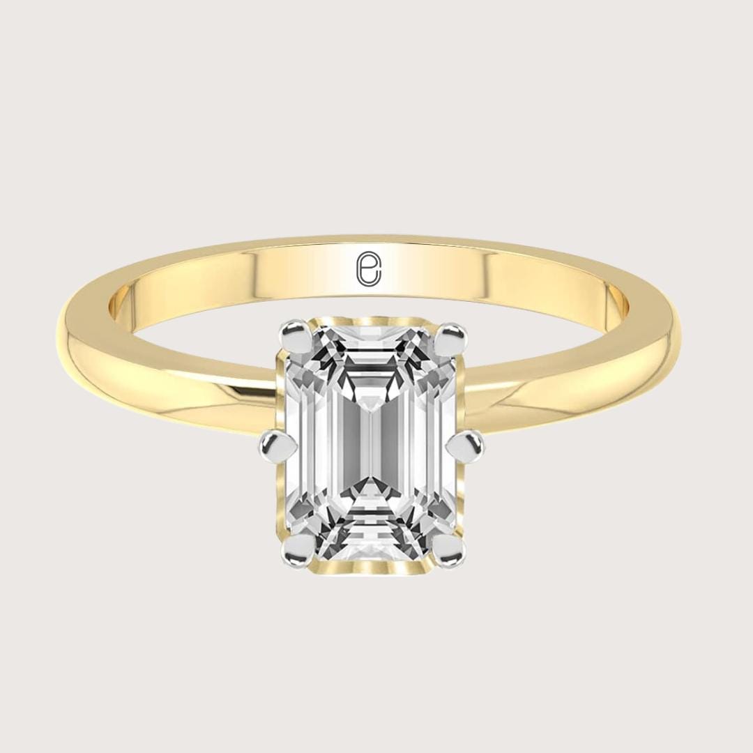 14K Gold Emerald Floral Lab Grown Solitaire Engagement Ring