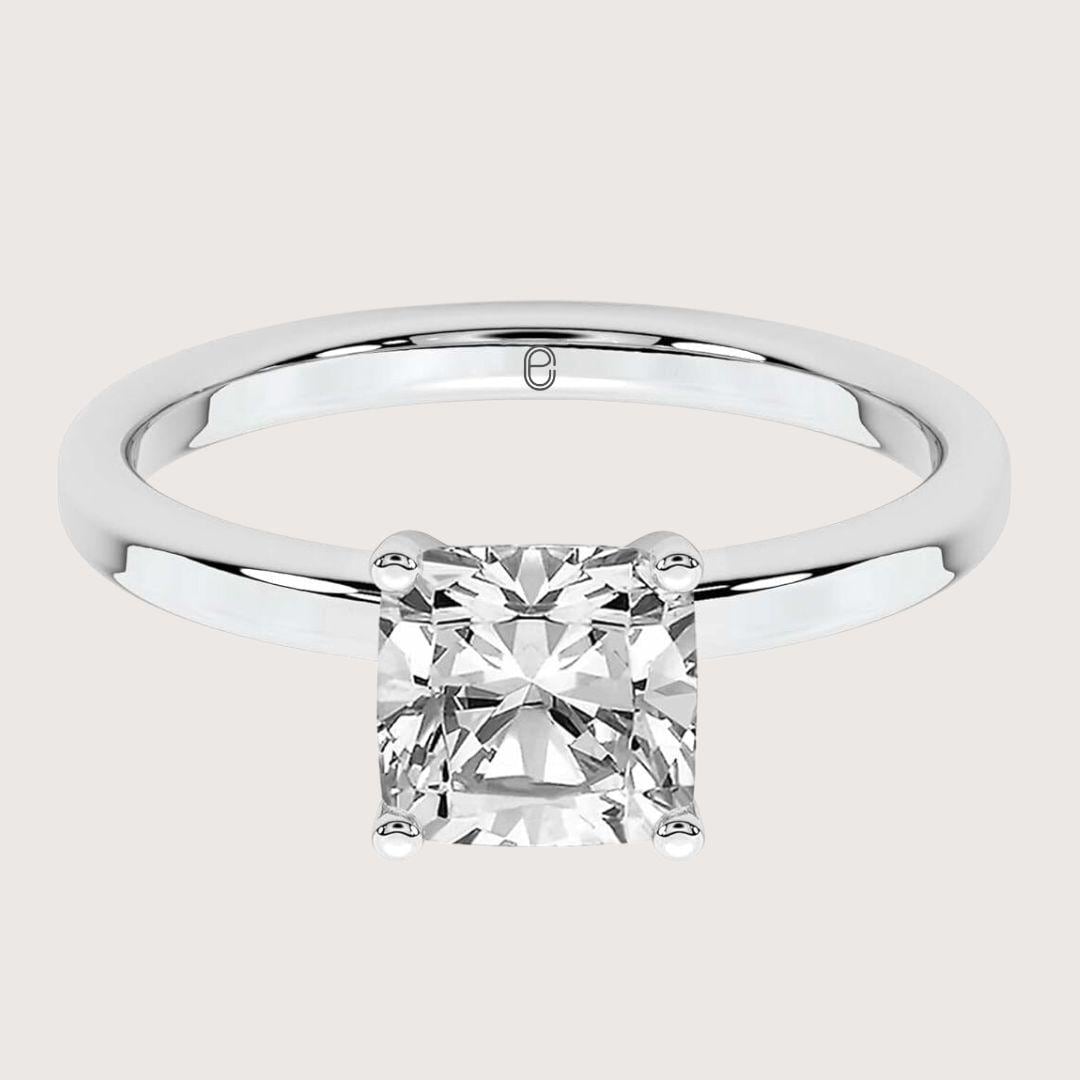 14K Yellow Gold Cushion Cut Lab Grown Diamond Ring