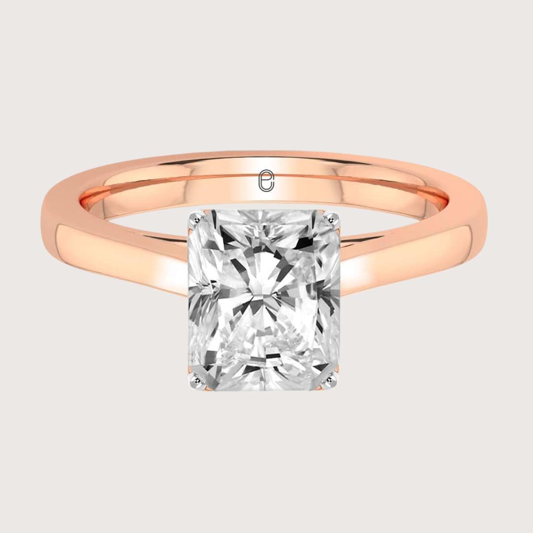 14K Gold Lab Grown Radiant Cut Lab Diamond Engagement Ring