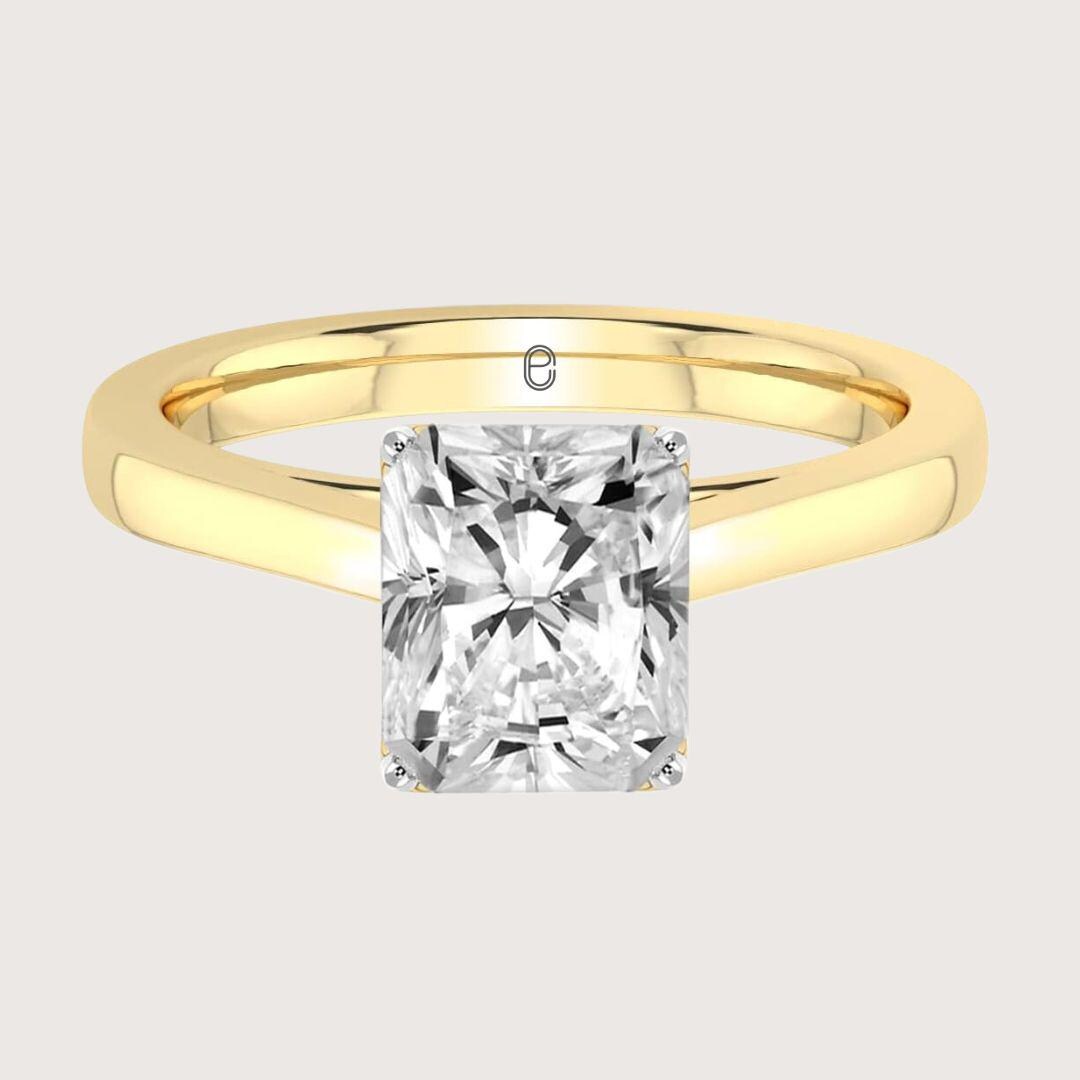14K Gold Lab Grown Radiant Cut Lab Diamond Engagement Ring