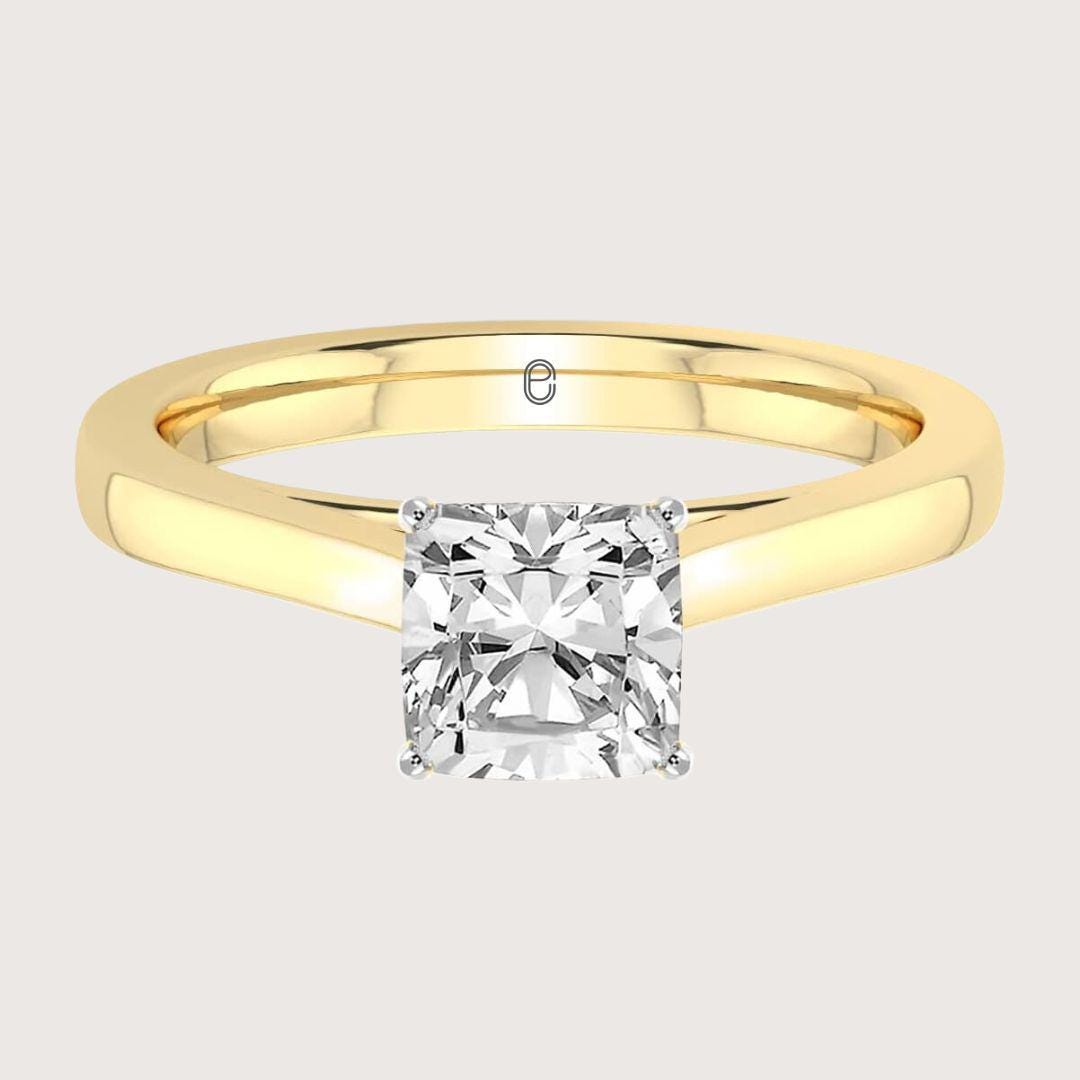 14K Gold Cushion Lab Grown Diamond Solitaire Ring