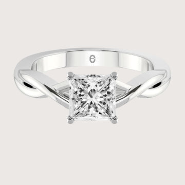 2 CT Princess Cut IGI Certified Lab Grown Diamond Engagement Ring, Princess Cut Diamond Ring for Women, Twisted Band