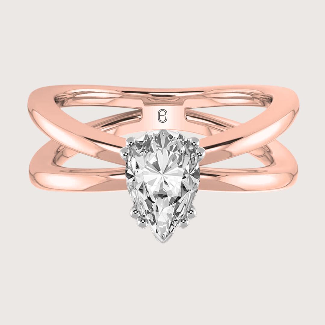 14K Gold 3 Carat Pear Cut Lab Grown Diamond Split Shank Engagement Ring