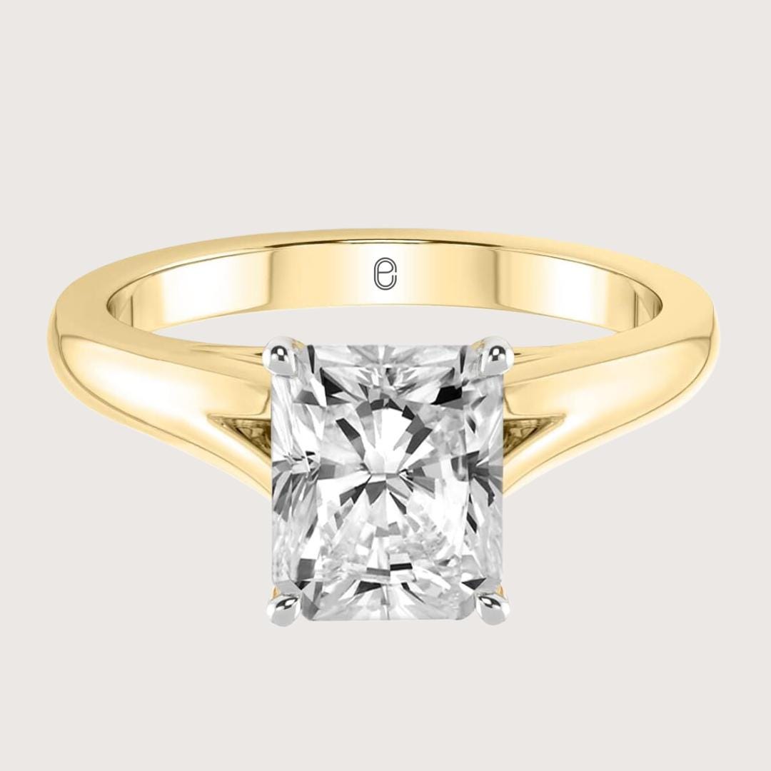 14K Gold 4 Carat Elongated Radiant Cut Diamond Ring