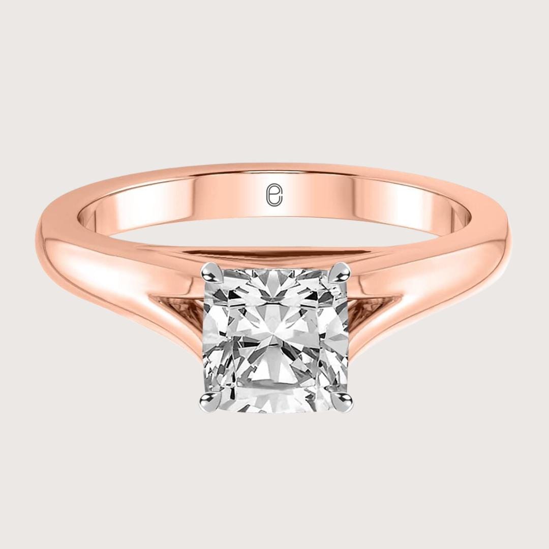 14K Gold Elongated Cushion Cut Lab Grown Diamond Solitaire Engagement Ring