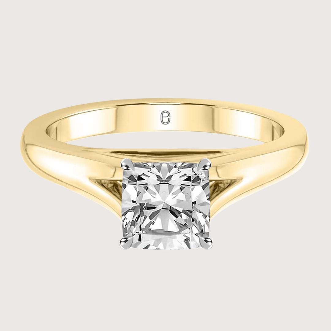 14K Gold Elongated Cushion Cut Lab Grown Diamond Solitaire Engagement Ring