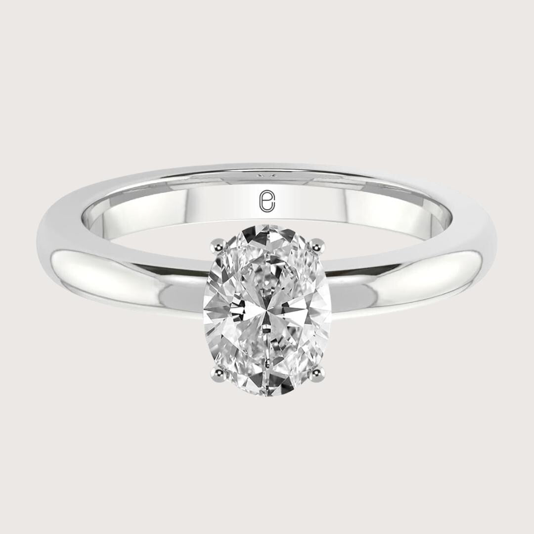 14K Gold 3 CT Lab Grown Certified Oval Cut Diamond Solitaire Engagement Ring