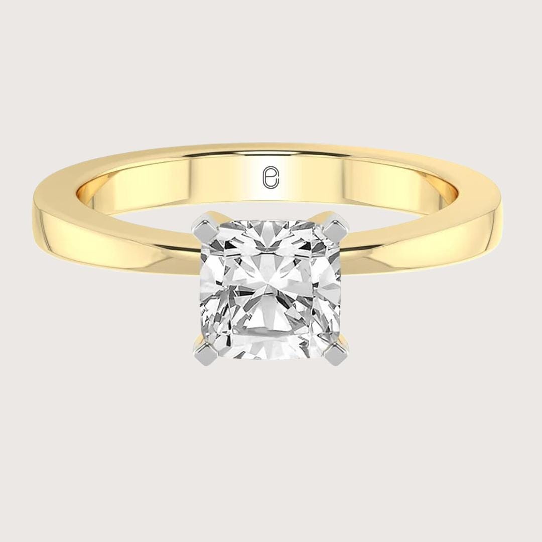 14K Gold Elegant Clarity Square Cushion Cut Ring