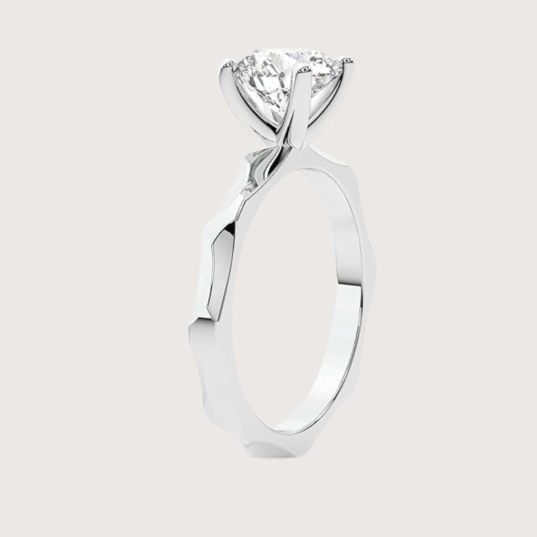14K Gold Princess Cut Lab Grown Diamond Solitaire Engagement Ring