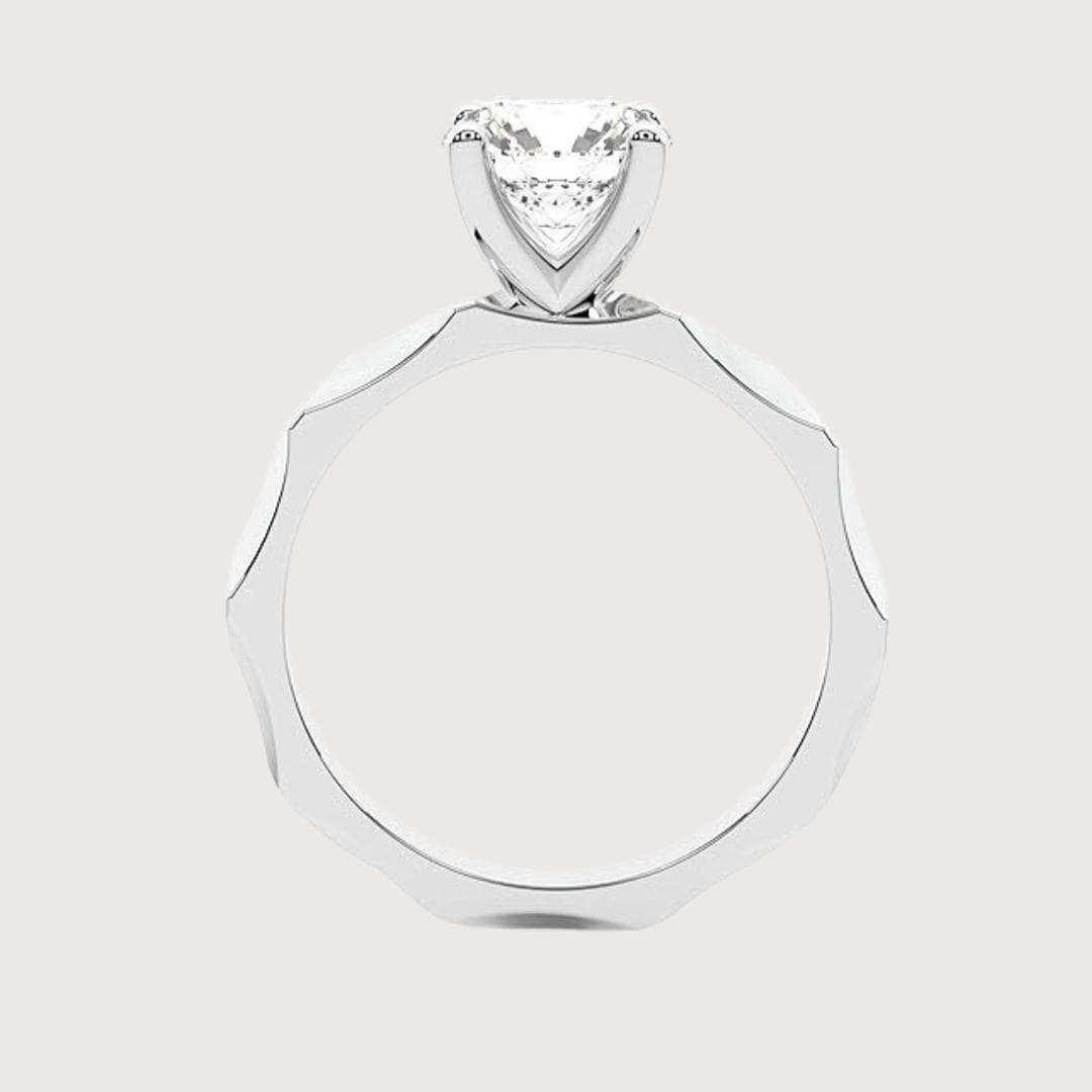 14K Gold 4 Carat Emerald Lab Grown Diamond Solitaire Engagement Ring