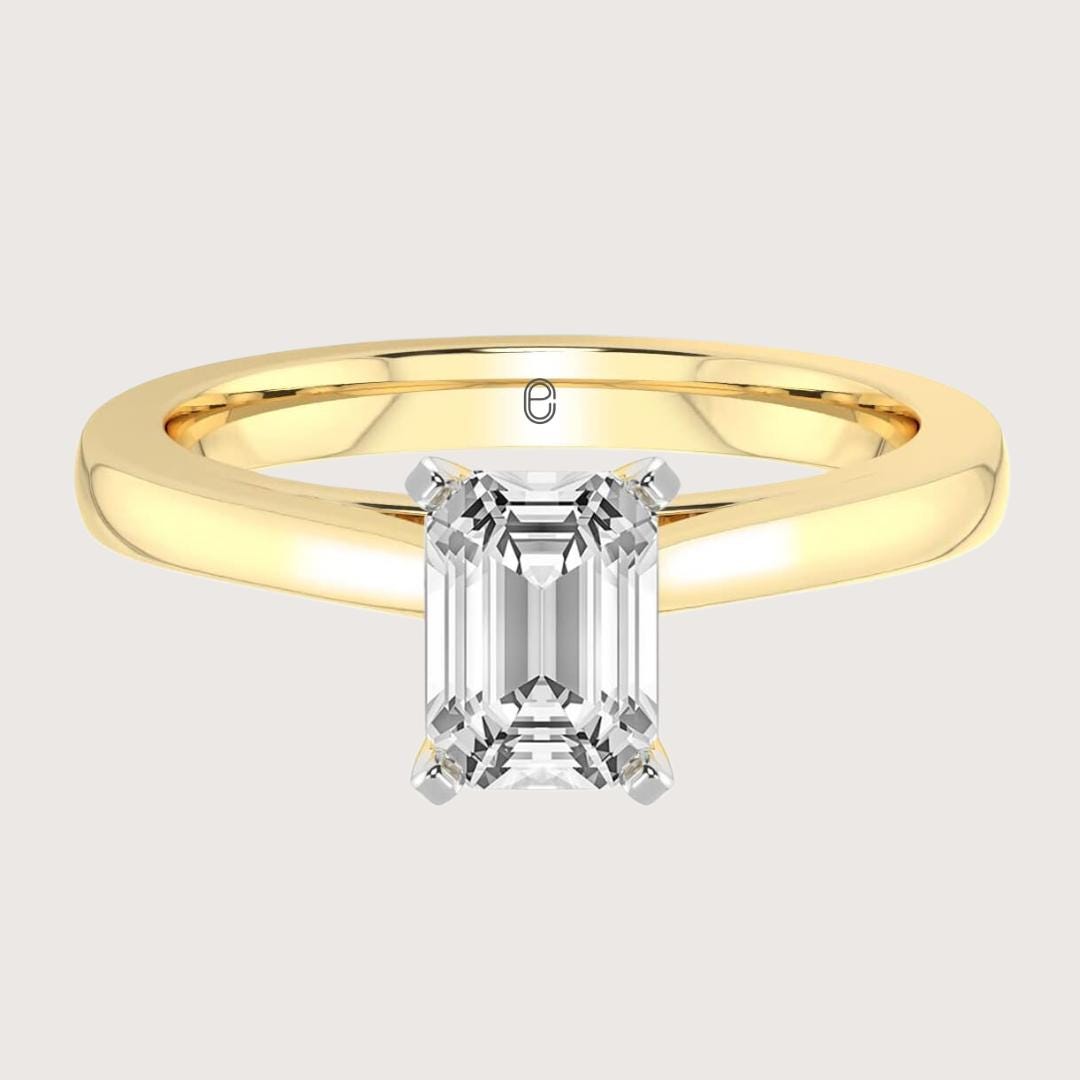 14K Gold 2 CT IGI Certified Lab Grown Emerald Cut Diamond Ring