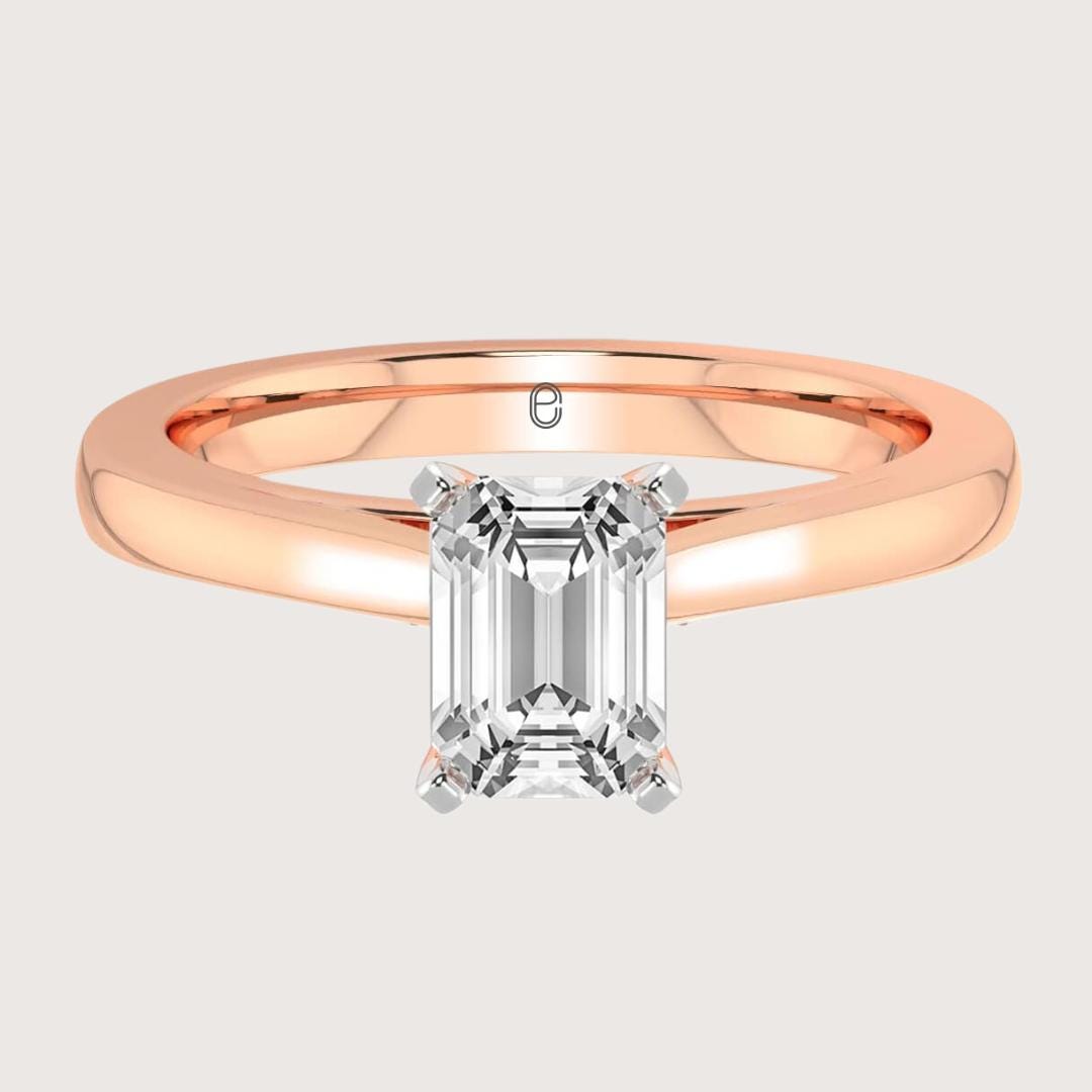 14K Gold 2 CT IGI Certified Lab Grown Emerald Cut Diamond Ring