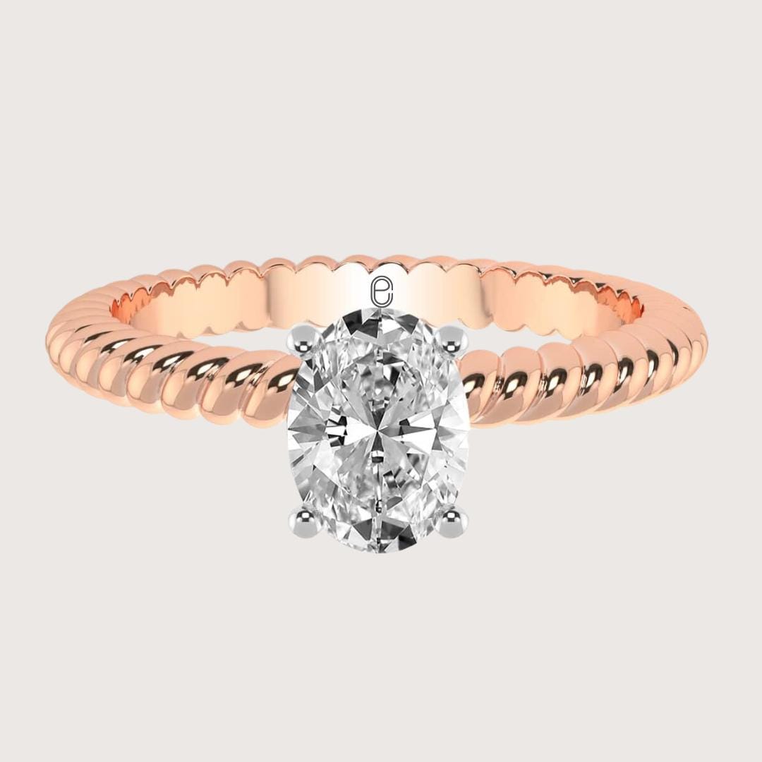 14K Gold Oval Cut Lab Grown Diamond Engagement Ring