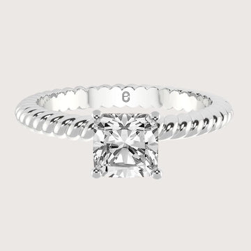 Unique Cushion Cut Diamond Engagement Ring/ F/VS1 Lab Grown Diamond IGI Certified/ Wedding Diamond Ring/ Twist Band Ring/ Ring For Her