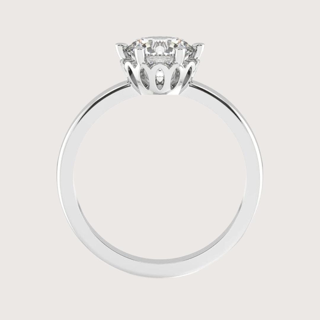 14K Gold Emerald Floral Lab Grown Solitaire Engagement Ring