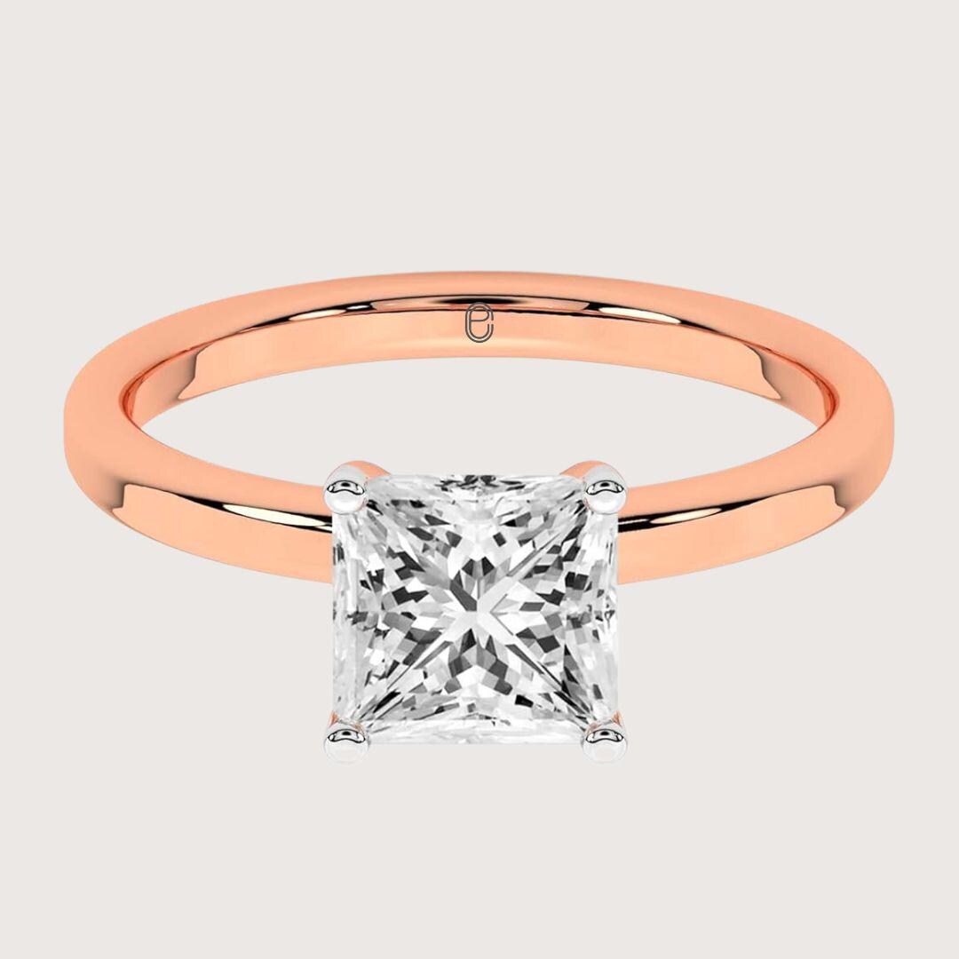 14K Yellow Gold Cushion Cut Lab Grown Diamond Ring