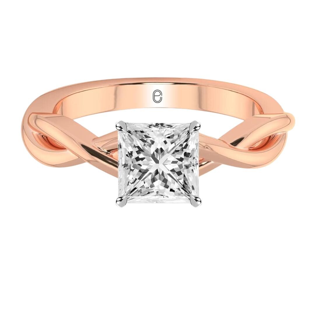 14K Gold 2 Carat Princess cut Lab Grown Diamond Engagement Ring