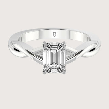 F/VS1 IGI Certified Lab Grown Diamond Emerald Engagement Ring Solitaire Emerald Cut Diamond Infinity Twist Band Ring For Wedding Bridal