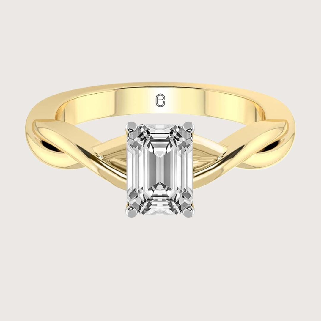 14K Gold Lab Grown Diamond Emerald Engagement Ring