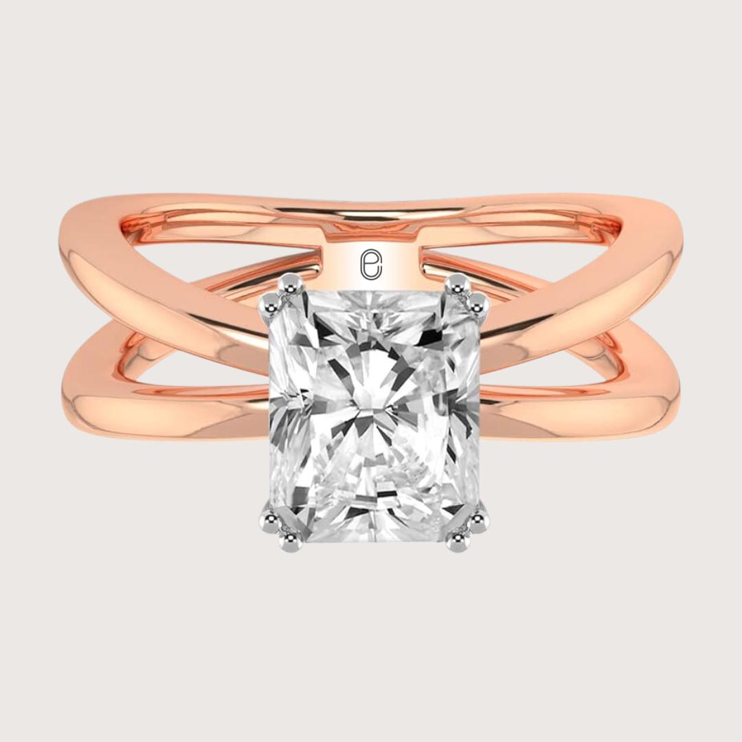 14K Gold 4 CT Radiant Cut Lab Grown Diamond Solitaire Engagement Ring