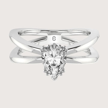 3 CT Pear Cut lab Grown Diamond Split Shank Engagement Ring, Solitaire Ring, 14K White Gold Art Deco Anniversary Ring, Gift For Women's