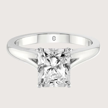 4 Carat F Color VS1 Clarity IGI Certified Elongated Radiant Cut Lab Grown Diamond Solitaire Engagement Ring 14k Gold