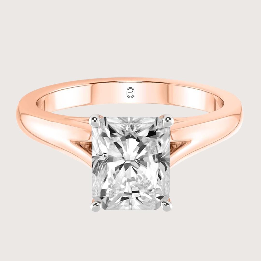 14K Gold 4 Carat Elongated Radiant Cut Diamond Ring